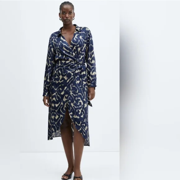 MANGO Satin Wrap Dress - Picture 3 of 6